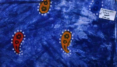 Blue Hand Wax Batik Cotton Fabric - SSEthnics – alternate view