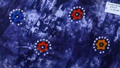 Blue Hand Wax Batik Cotton Fabric - SSEthnics – alternate view