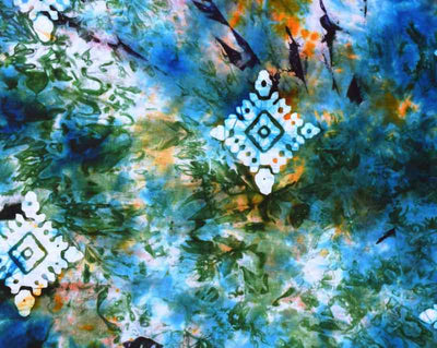 Multicolour Hand Wax Batik Fabric - SSEthnics – alternate view