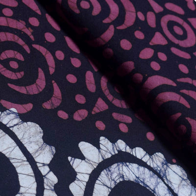 Black Hand Wax Batik Cotton Fabric - SSEthnics