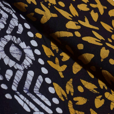 Black Hand Wax Batik Cotton Fabric - SSEthnics