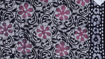 Black Hand Wax Batik Cotton Fabric - SSEthnics