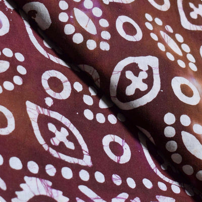 Black Hand Wax Batik Cotton Fabric - SSEthnics