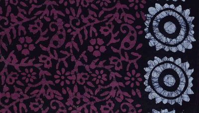 Black Hand Wax Batik Cotton Fabric - SSEthnics