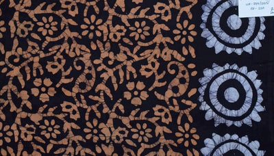Black Hand Wax Batik Cotton Fabric - SSEthnics