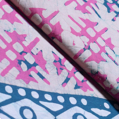 Black Hand Wax Batik Cotton Fabric - SSEthnics