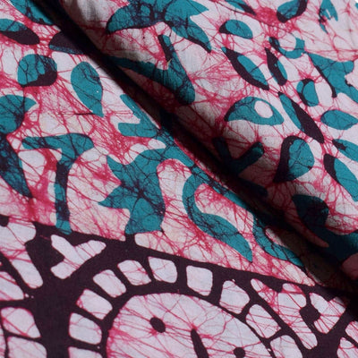 Black Hand Wax Batik Cotton Fabric - SSEthnics