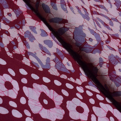 Black Hand Wax Batik Cotton Fabric - SSEthnics