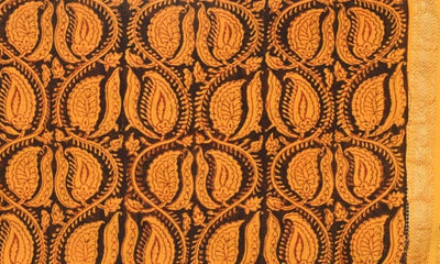 Yellow Maheshwari Bagh Hand Block Print - SSEthnics – alternate view