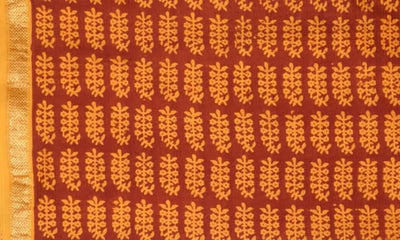 Maroon Maheshwari Bagh Hand Block Print - SSEthnics – alternate view