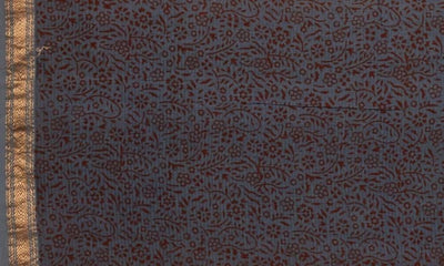 Blue Maheshwari Bagh Hand Block Print - SSEthnics – alternate view