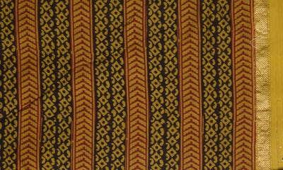 Yellow Maheshwari Bagh Hand Block Print - SSEthnics – alternate view