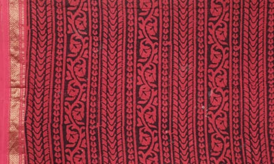 Pink Maheshwari Bagh Hand Block Print - SSEthnics – alternate view