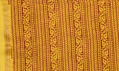 Yellow Maheshwari Bagh Hand Block Print - SSEthnics – alternate view