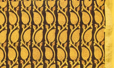 Yellow Maheshwari Bagh Hand Block Print - SSEthnics – alternate view