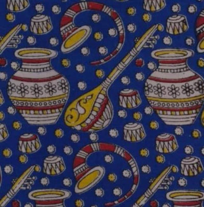 Multicolour Screen Print Kalamkari Inspired Fabric - SSEthnics – alternate view