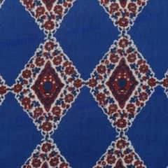 Blue Sanganeri Inspired Screen Printed Fabric - SSEthnics – alternate view