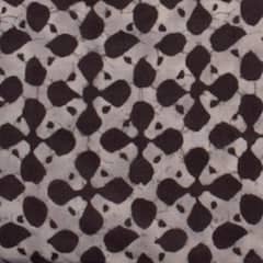 Grey Sanganeri Inspired Screen Printed Fabric - SSEthnics – alternate view