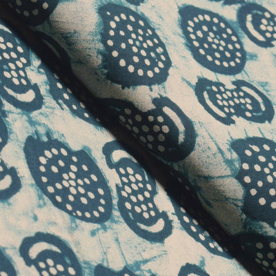 Blue Sanganeri Inspired Screen Printed Fabric