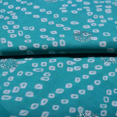 Blue Sanganeri Inspired Screen Print Fabric - SSEthnics