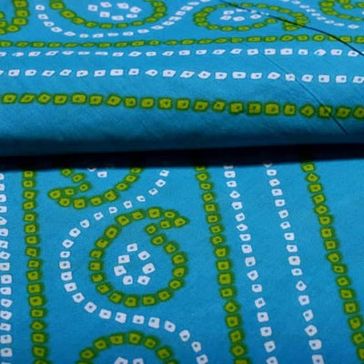 Blue Sanganeri Inspired Screen Print Fabric - SSEthnics