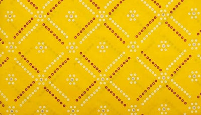 Yellow Sanganeri Inspired Screen Print Fabric - SSEthnics – alternate view
