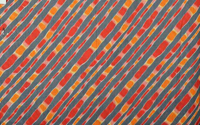 Grey Sanganeri Inspired Screen Print Fabric - SSEthnics – alternate view