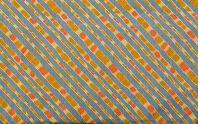 Grey Sanganeri Inspired Screen Print Fabric - SSEthnics – alternate view