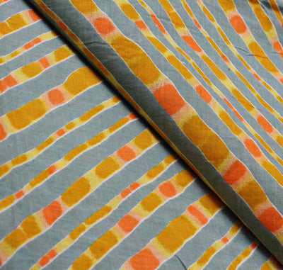 Grey Sanganeri Inspired Screen Print Fabric - SSEthnics