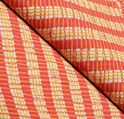 Orange Sanganeri Inspired Screen Print Fabric - SSEthnics