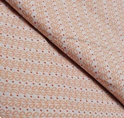 White Sanganeri Inspired Screen Print Fabric - SSEthnics