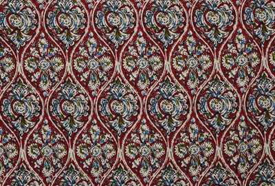 Maroon Sanganeri Inspired Screen Print Fabric - SSEthnics – alternate view