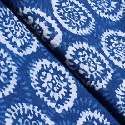 Indigo Dabu Special Hand Block Print Fabric (Cut Piece 1.6 Meter)