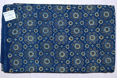 Indigo Ajrakh Special Triple Block Cotton Fabric – alternate view