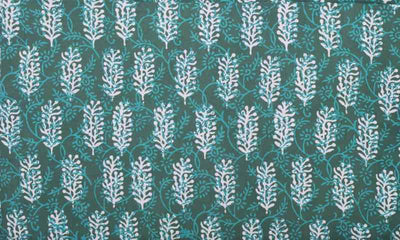 Green Gaamthi Block Print Cotton Fabric - SSEthnics – alternate view