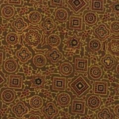 Yellow Ajrakh Triple Hand Blockprint Fabric