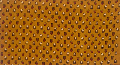 Yellow Ajrakh Screen Printed Fabric - SSEthnics – alternate view