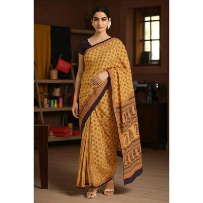 Yellow Bagh Designer Mul Cotton Saree