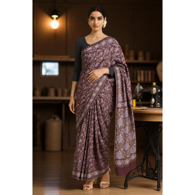 Maroon Chanderi Silk Batik Saree