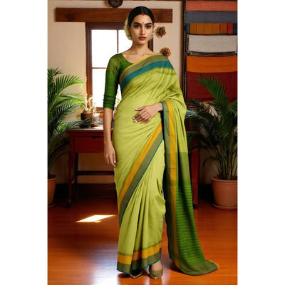 Green Handloom Maheshwari Jute Silk Saree