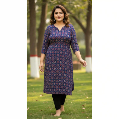 Indigo Ajrakh Straight Cut Kurti