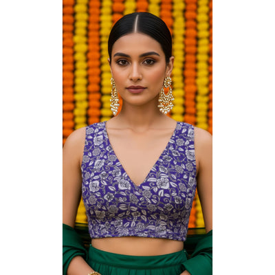 Purple Kalamkari Inspired Screen Print Blouse