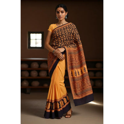 Yellow Bagh Designer Mul Cotton Saree