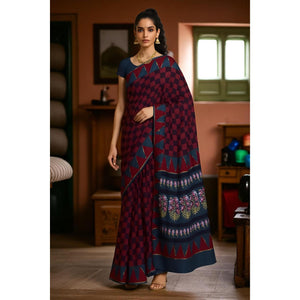 Madder Nandana Block Print Cotton Saree