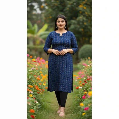 Indigo Ajrakh Straight Cut Kurti