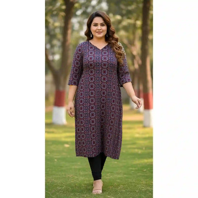 Black Ajrakh Straight Cut Kurti