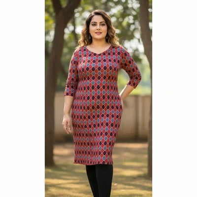 Madder Ajrakh Straight Cut Kurti