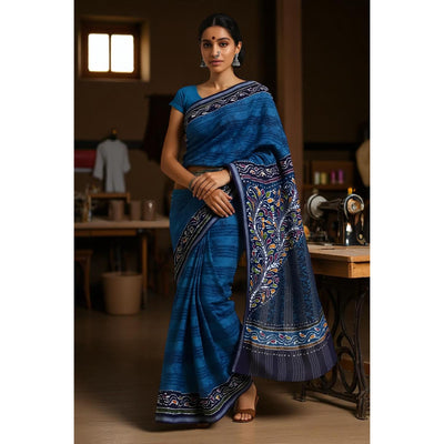 Sea Green Kalam Batik Cotton Saree