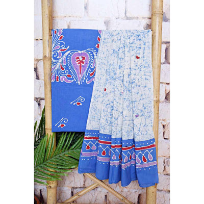Blue Cotton Indonesian Inspired Kalam Batik Two Piece Suit