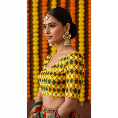 Yellow Ajrakh Cotton Blouse